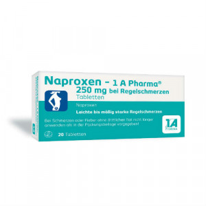 Produktbild von NAPROXEN-1A Pharma 250 mg b.Regelschmerzen Tabl.