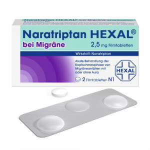 Produktbild von NARATRIPTAN HEXAL bei Migr&auml;ne 2,5 mg Filmtabletten