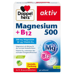 Produktbild von DOPPELHERZ Magnesium 500+B12 Brausetabletten